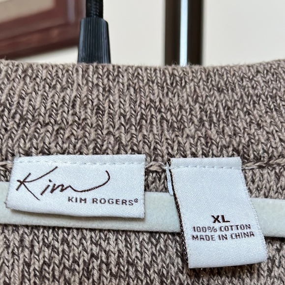 Kim Rogers, XL gray and green, knit, 2 button cardigan, cotton blend Great cond - Picture 3 of 3